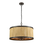 BARRIQUE: Retro Interior Large Drum Wood Pendant Lights