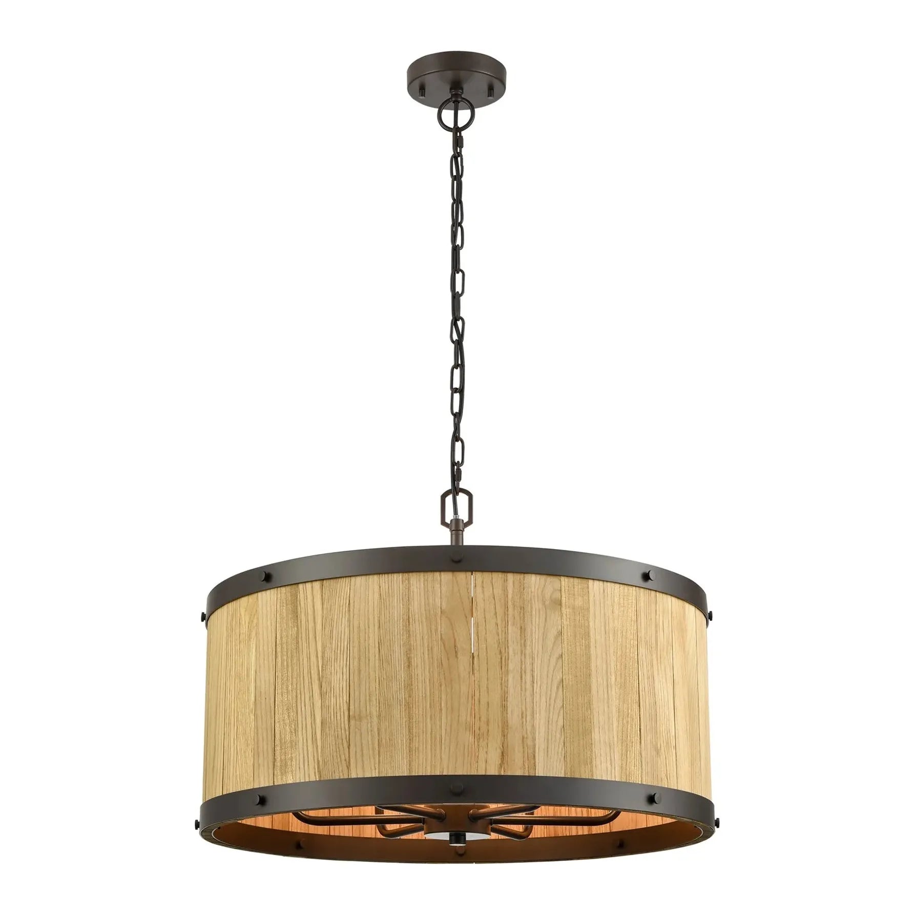 BARRIQUE: Retro Interior Large Drum Wood Pendant Lights