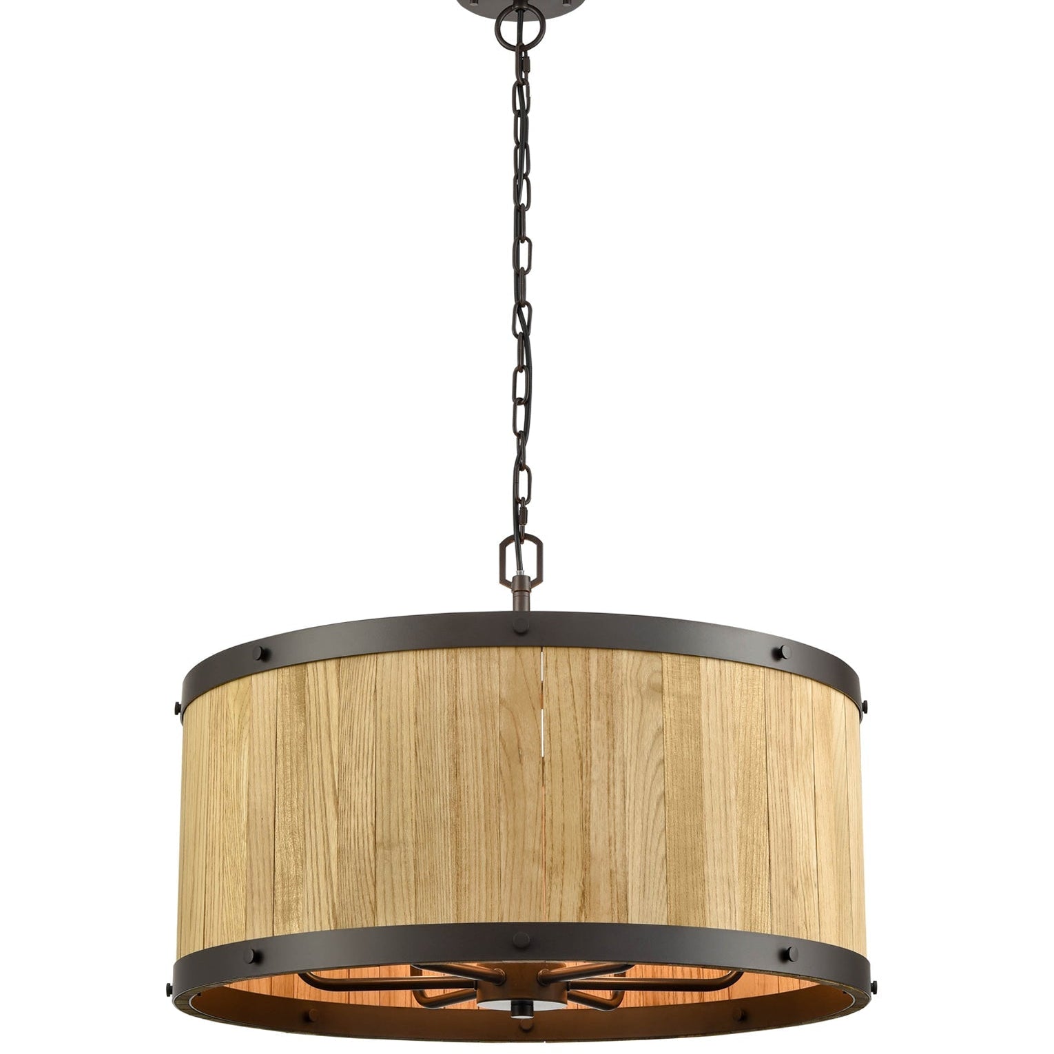 BARRIQUE: Retro Interior Large Drum Wood Pendant Lights