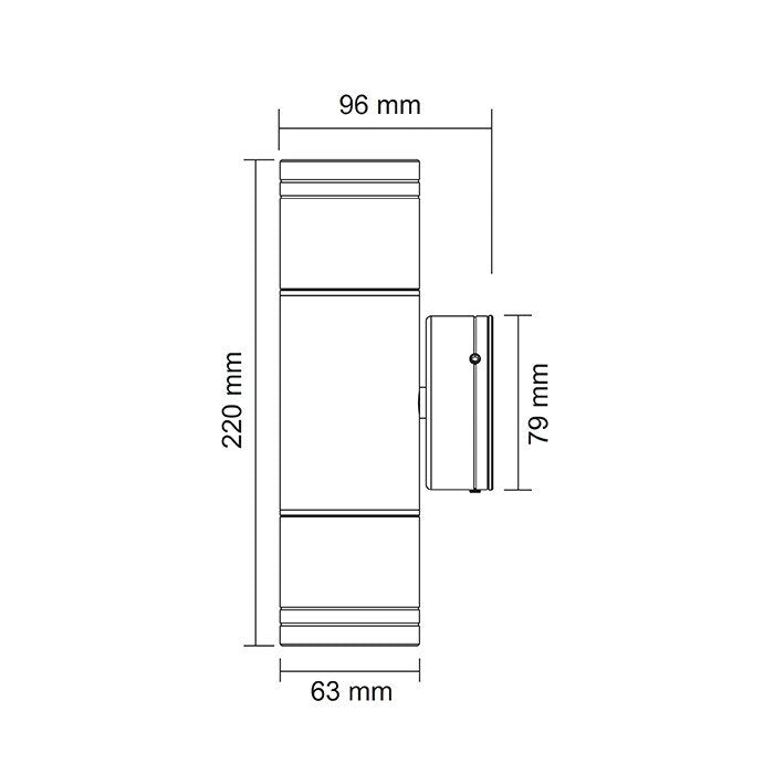 BONDI Up / Down Wall Light 8W Stainless Steel Aluminium 3CCT