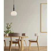 CALIZ: Interior Frosted Wine Glass Ribbed with Brass / Black Pendant Lights