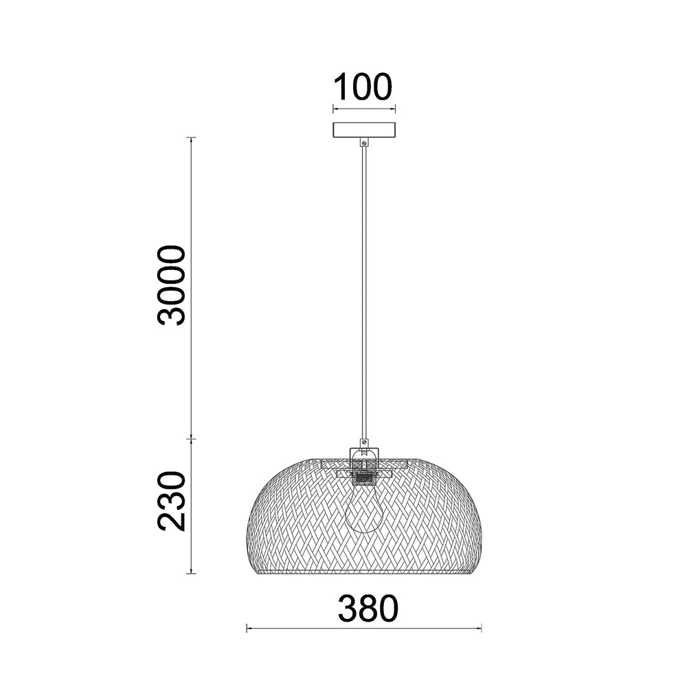 Interior Natural Bamboo Finish 1 Light Pendant 380mm