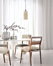 CASA: Retro White With Amber Oblong Pendant Light