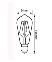 ST64 Pear Shape LED Filament Dimmable Globes Clear Diffuser (8W)