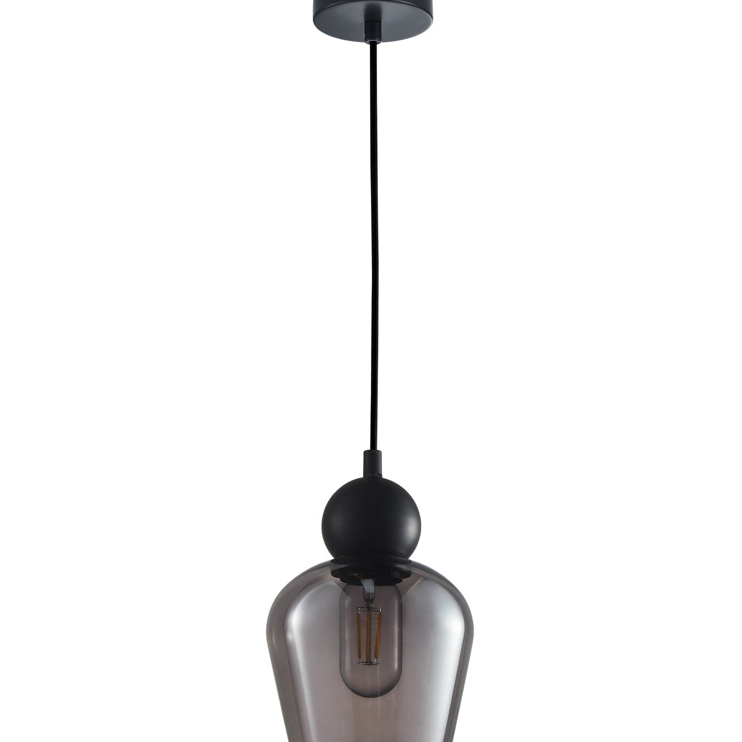  Smokey Black Glass Ellipse Pendant Lights