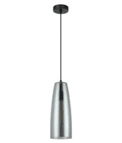 CHUVA: Smokey Black Mirror Finish Glass with Rain Drop Effect Long Cone Pendant Light