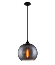 CHUVA: Smokey Black Mirror Finish Glass with Rain Drop Effect Wine Glass Shape Pendant Light