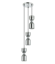 CLESSIDRA:  Interior Mirror Finish Smokey Black / Opal Glass Ellipse Multiple Round Base Pendant Lights