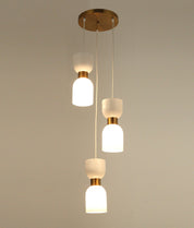 CLESSIDRA:  Interior Mirror Finish Smokey Black / Opal Glass Ellipse Multiple Round Base Pendant Lights