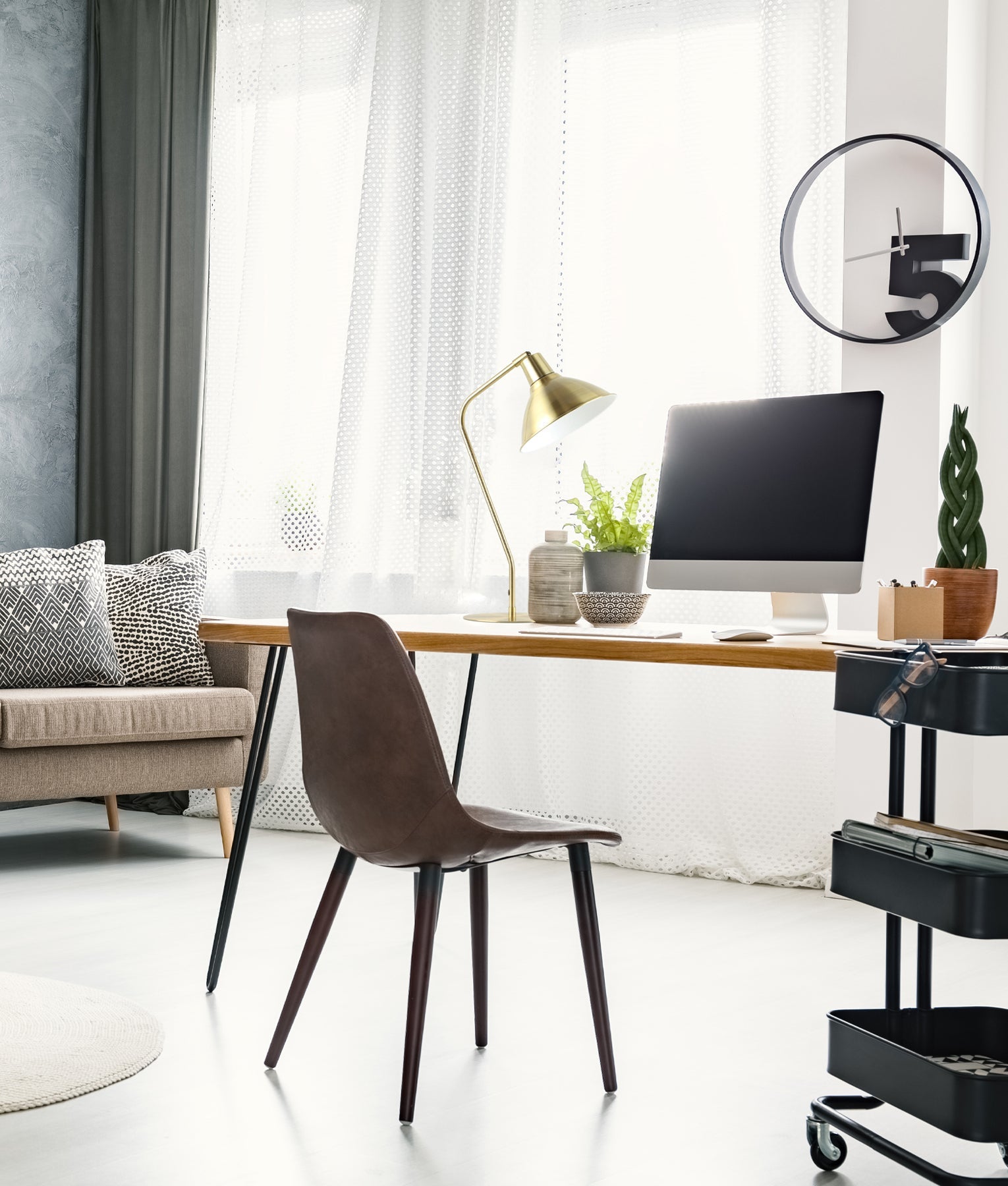 COLLO:  Cone Shade with Antique Brass Highlight Table Lamps