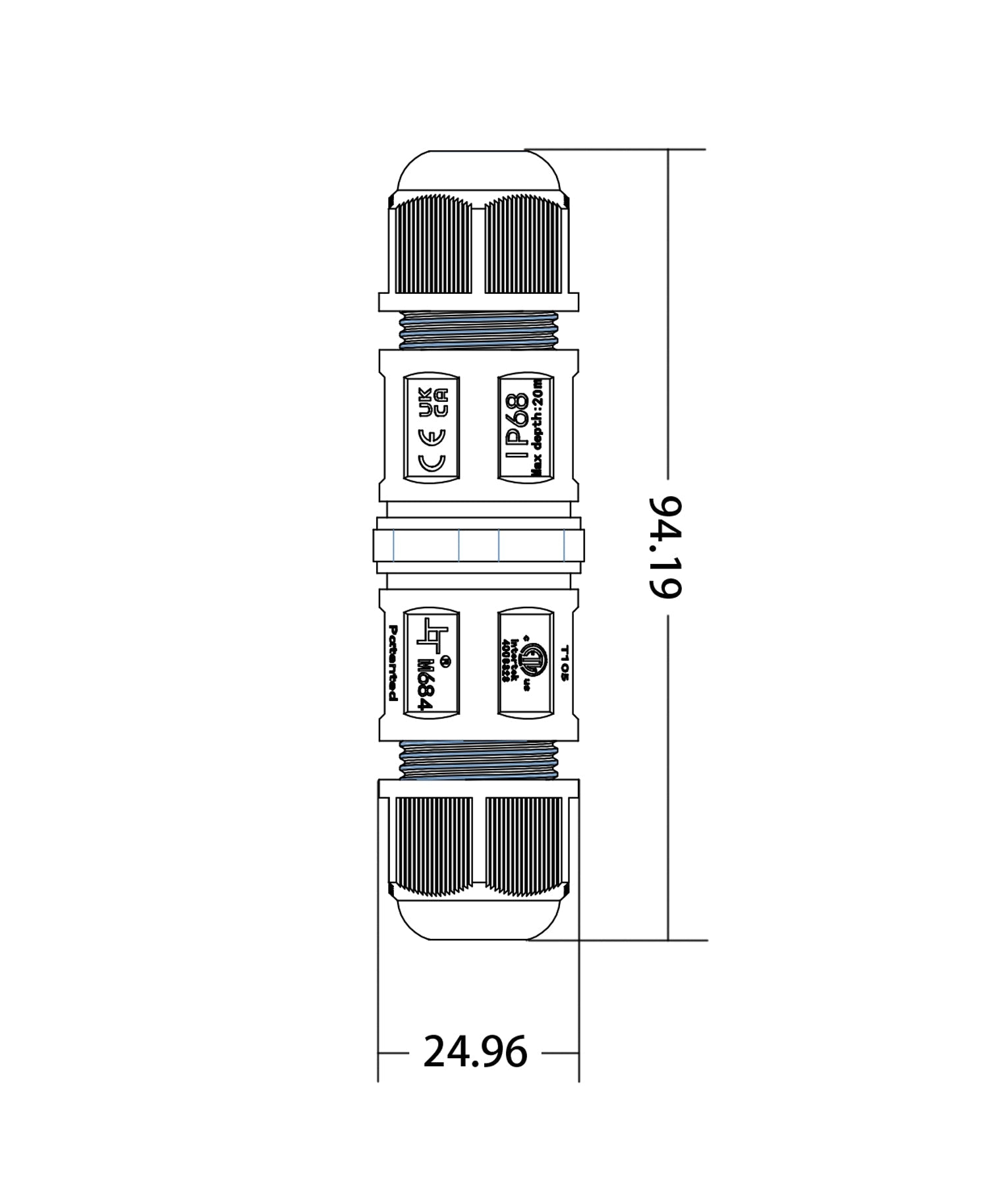 CONN005: Waterproof 2 Way Connector IP68