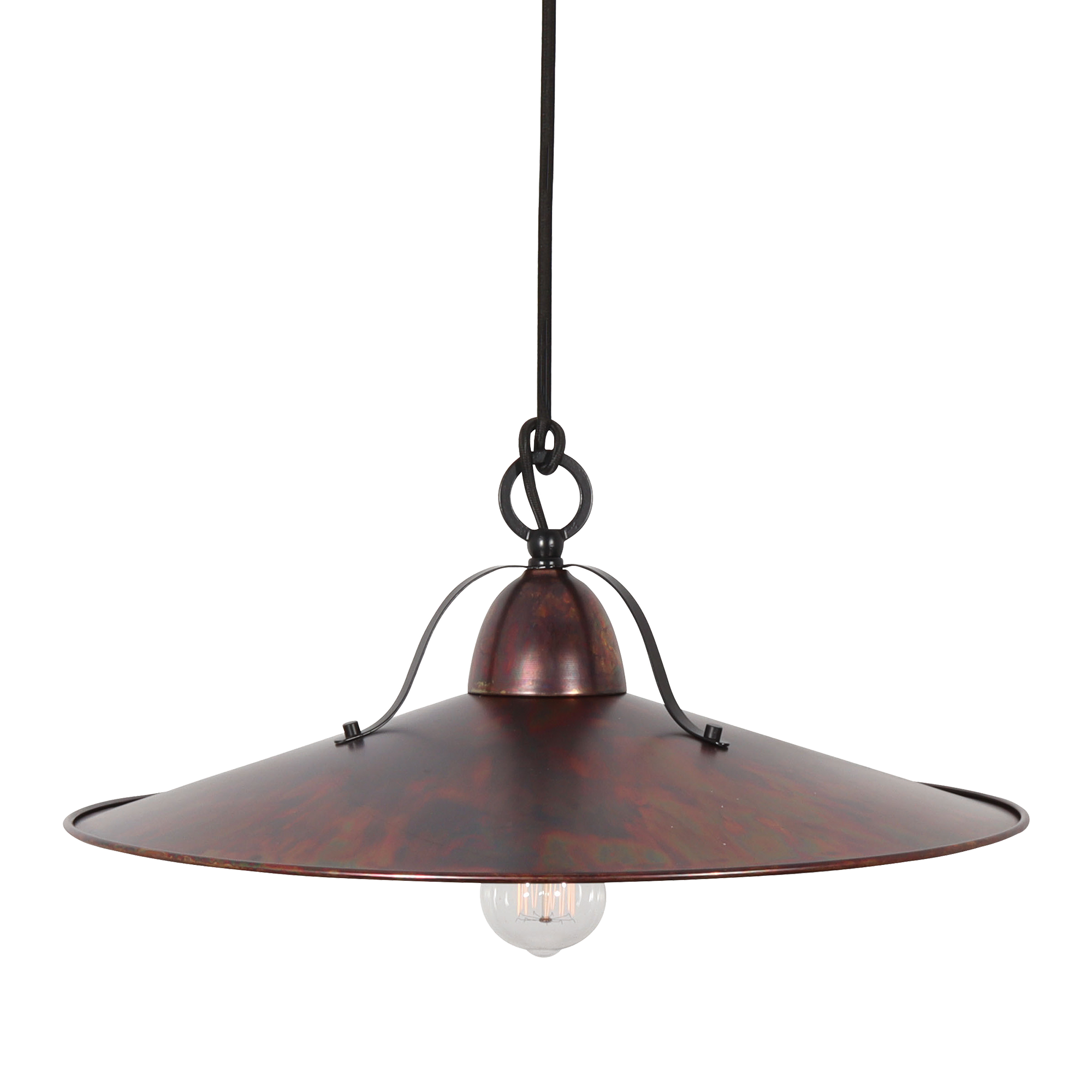 Benson Pendant Light Small, Large in Copper Wash, Gold Leaf, Charred or Weathered Iron