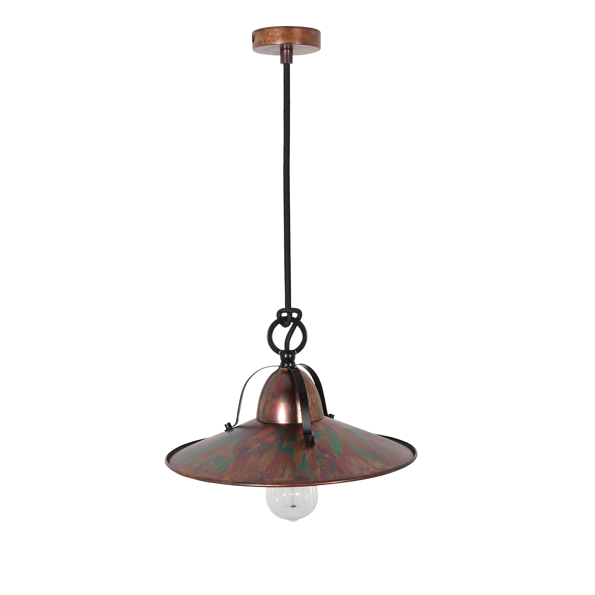Benson Pendant Light Small, Large in Copper Wash, Gold Leaf, Charred or Weathered Iron