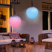 LED Hanging Ball Pendant Light Battery White Plastic RGB