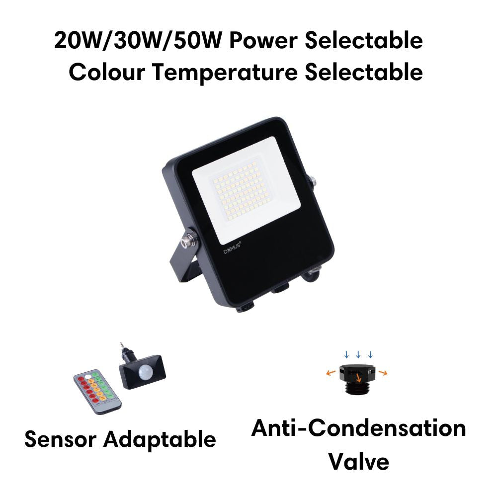 50W LED Tri-Colour Power Selectable Sensor Adaptable Mini Size DIY Floodlight IP66-Domus Lighting-Ozlighting.com.au