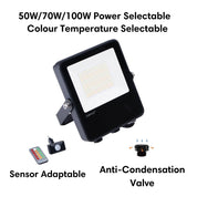 Domus BLAZE-PRO - 50/70/100W LED Tri-Colour Power Selectable Sensor Adaptable Small Size DIY Floodlight IP66-Domus Lighting-Ozlighting.com.au