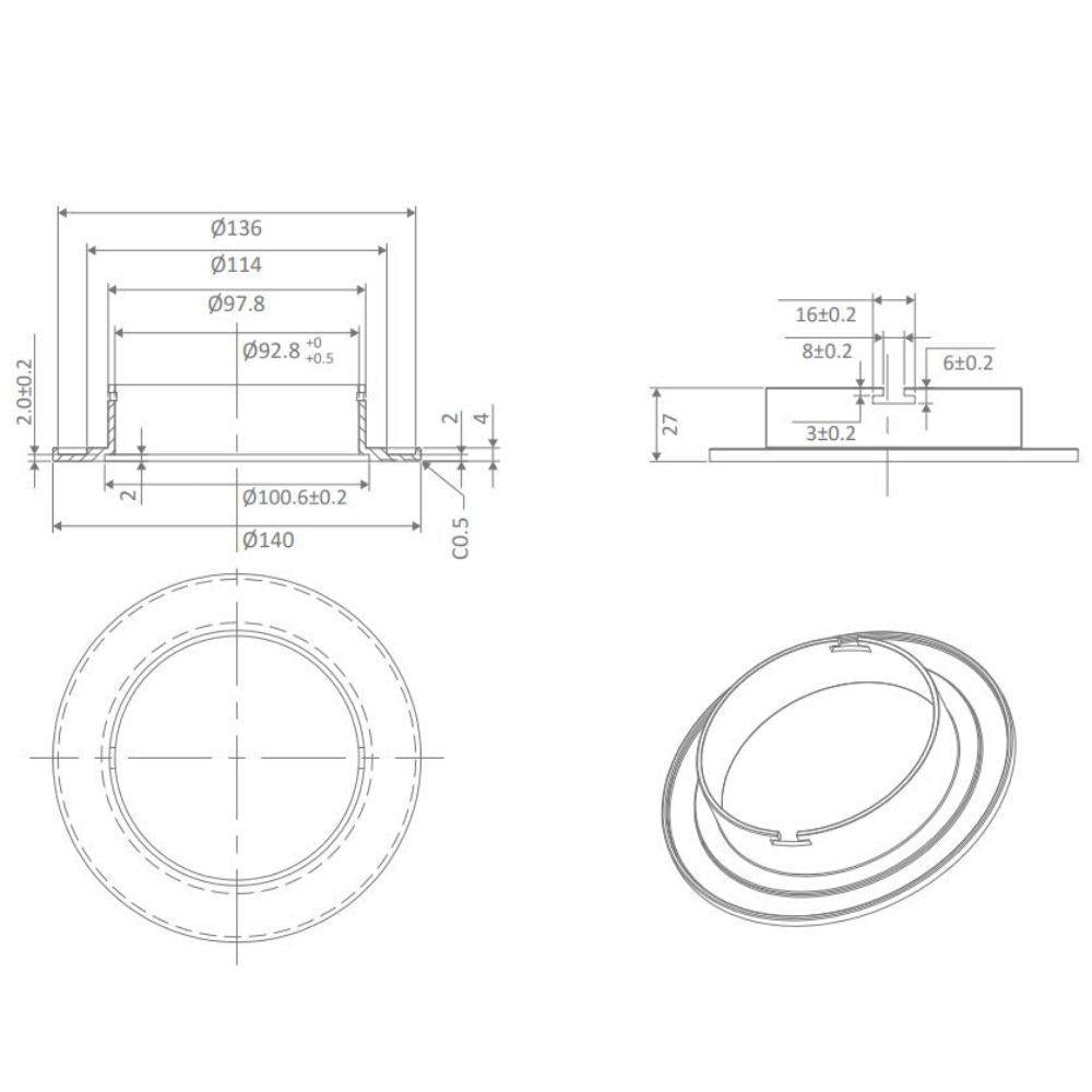 Domus DECO-ADAP - 140mm Adapter Plate to suit DECO-13 Round-Domus Lighting-Ozlighting.com.au
