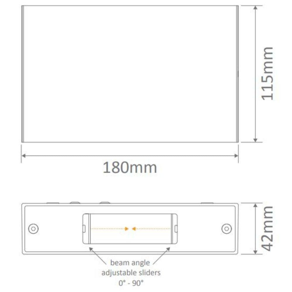 Domus SIERRA-12-SQR - 12W LED Modern Exterior Adjustable Lens Cover Up/Down Wall Light IP65-Domus Lighting-Ozlighting.com.au