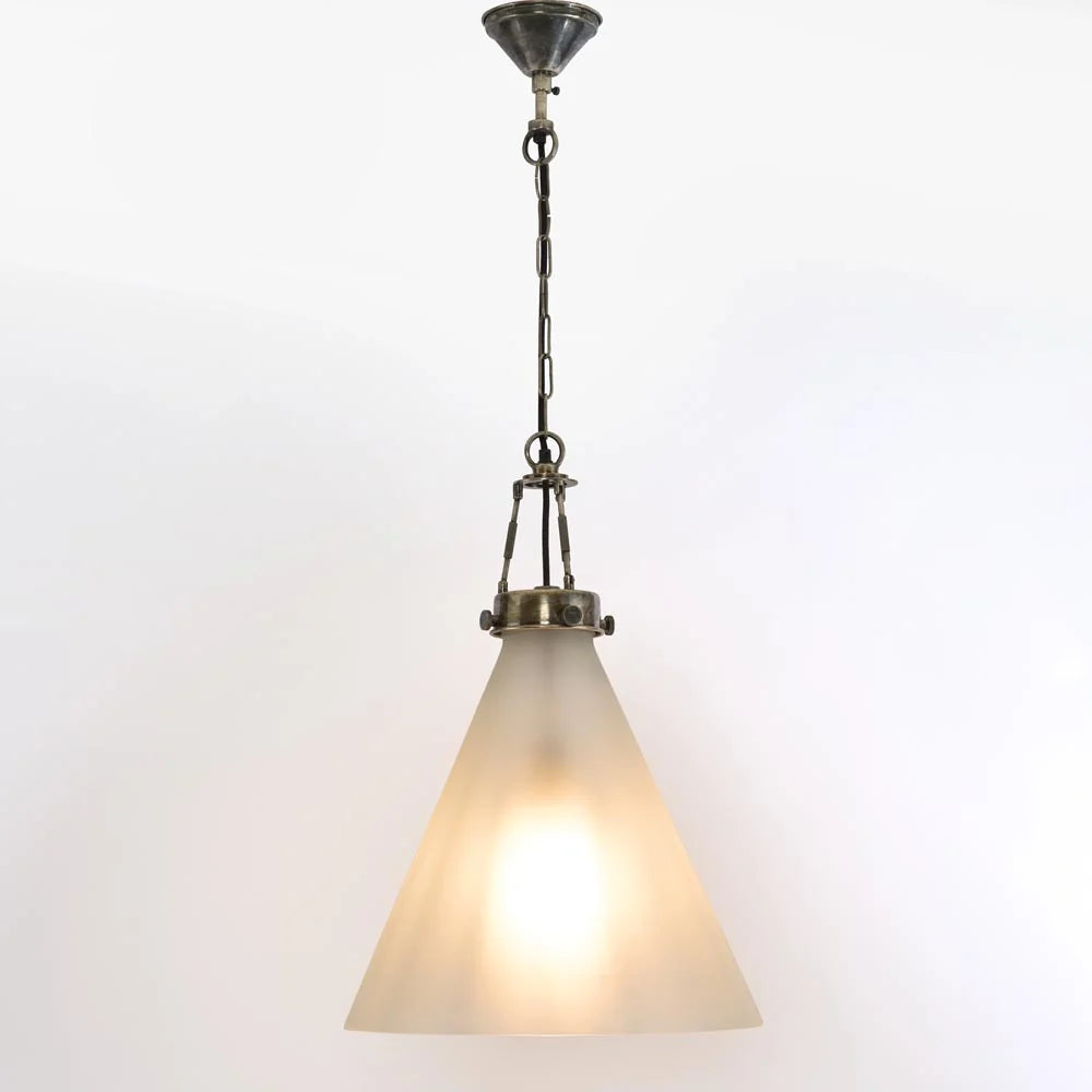 Gadsden Ceiling Pendant Large Silver With Frosted Glass
