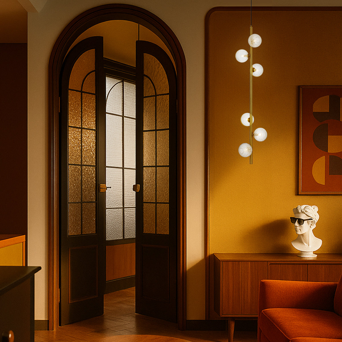 ELSON 6 LIGHT PENDANT ANTIQUE GOLD