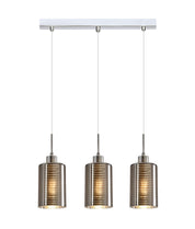 ESPEJO1: Interior Iron & Chrome Oblong Glass with Line Effect Pendant Lights