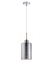 ESPEJO1: Interior Iron & Chrome Oblong Glass with Line Effect Pendant Lights