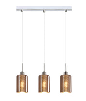 ESPEJO2: Interior Iron & Rose Gold Oblong Glass with Line Effect Pendant Lights