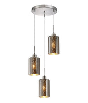 ESPEJO3: Interior Iron & Chrome Oblong Glass with Dotted Effect Pendant Lights