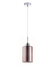ESPEJO4: Interior Iron & Rose Gold Oblong Glass with Dotted Effect Pendant Lights