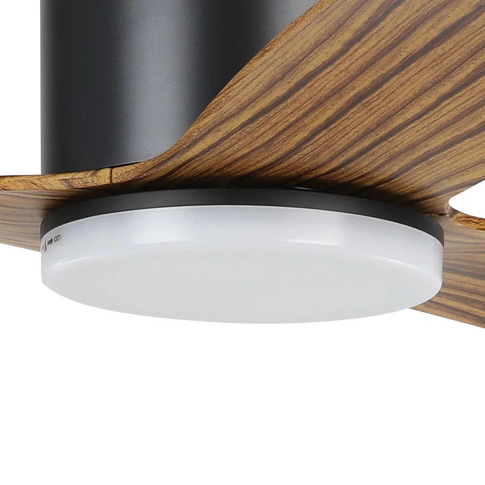 ILUKA Hugger DC Ceiling Fan 52" Black & Wood With LED