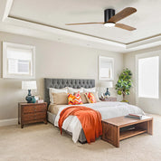 ILUKA Hugger DC Ceiling Fan 52" Black & Wood With LED