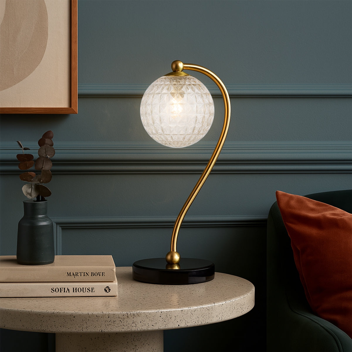 FELTON TABLE LAMP BLACK MARBLE