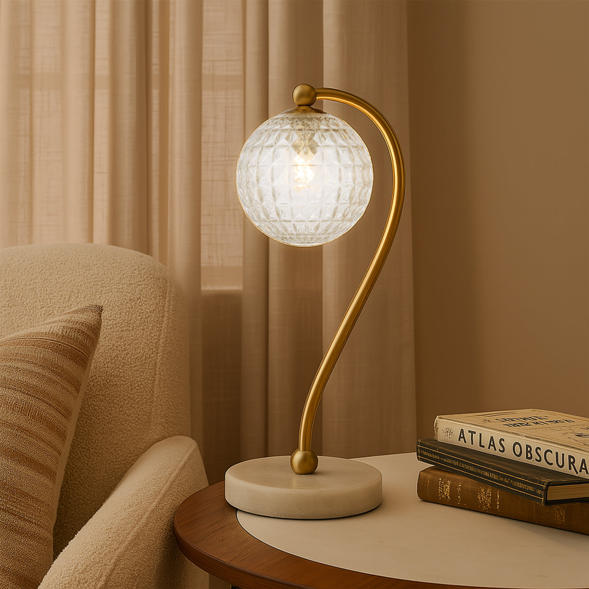 FELTON TABLE LAMP WHITE MARBLE