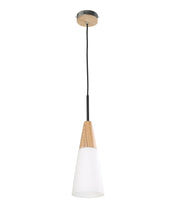 FINN: Scandinavian Blonde Wood & Opal Glass Long Cone Pendant Light
