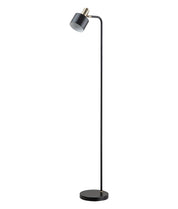 FLOTAR: Interior Cylinder Iron Shade with Antique Brass Highlight Floor Lamps