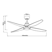 SAL Augusta 52 SACF11/52/4 52" 1362mm 54W AC Ceiling Fan Four Blades