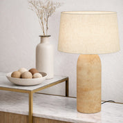 FULVIA TABLE LAMP TRAVERTINO BEIGE/BEIGE LINEN