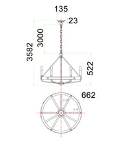 FUNALE: Interior Candelabra Natural Wood / Oak Wood 6-Light Pendant Lights