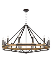 FUNALE: Interior Candelabra Natural Wood / Oak Wood 12-Light Pendant Lights