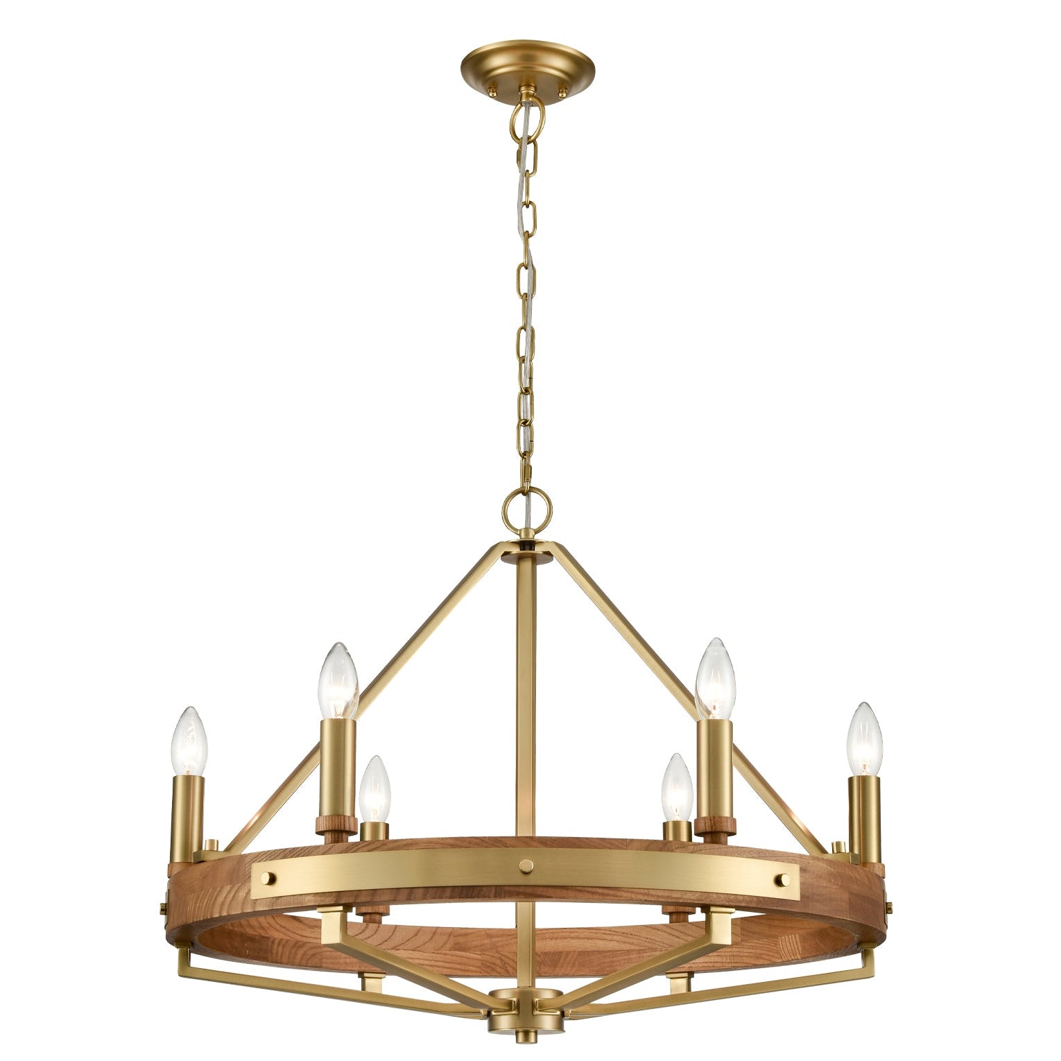  Oak Wood 6-Light Pendant Lights