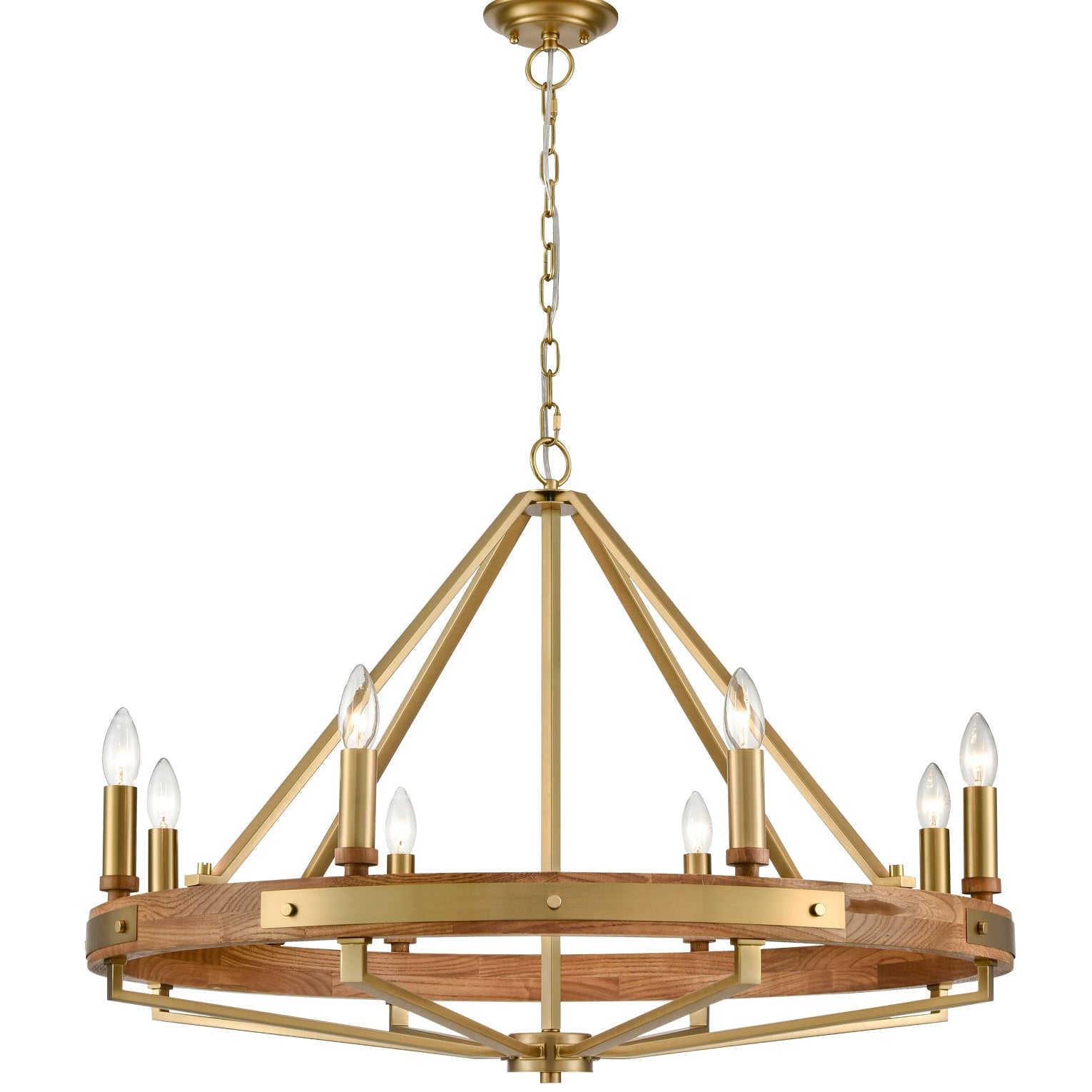  Oak Wood 8-Light Pendant Lights