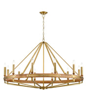 FUNALE: Interior Candelabra Natural Wood / Oak Wood 12-Light Pendant Lights