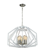 GAMBA: Industrial White Rustic Wide Angular Cage Pendant Light