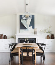GAMBA: Industrial White Rustic Wide Angular Cage Pendant Light