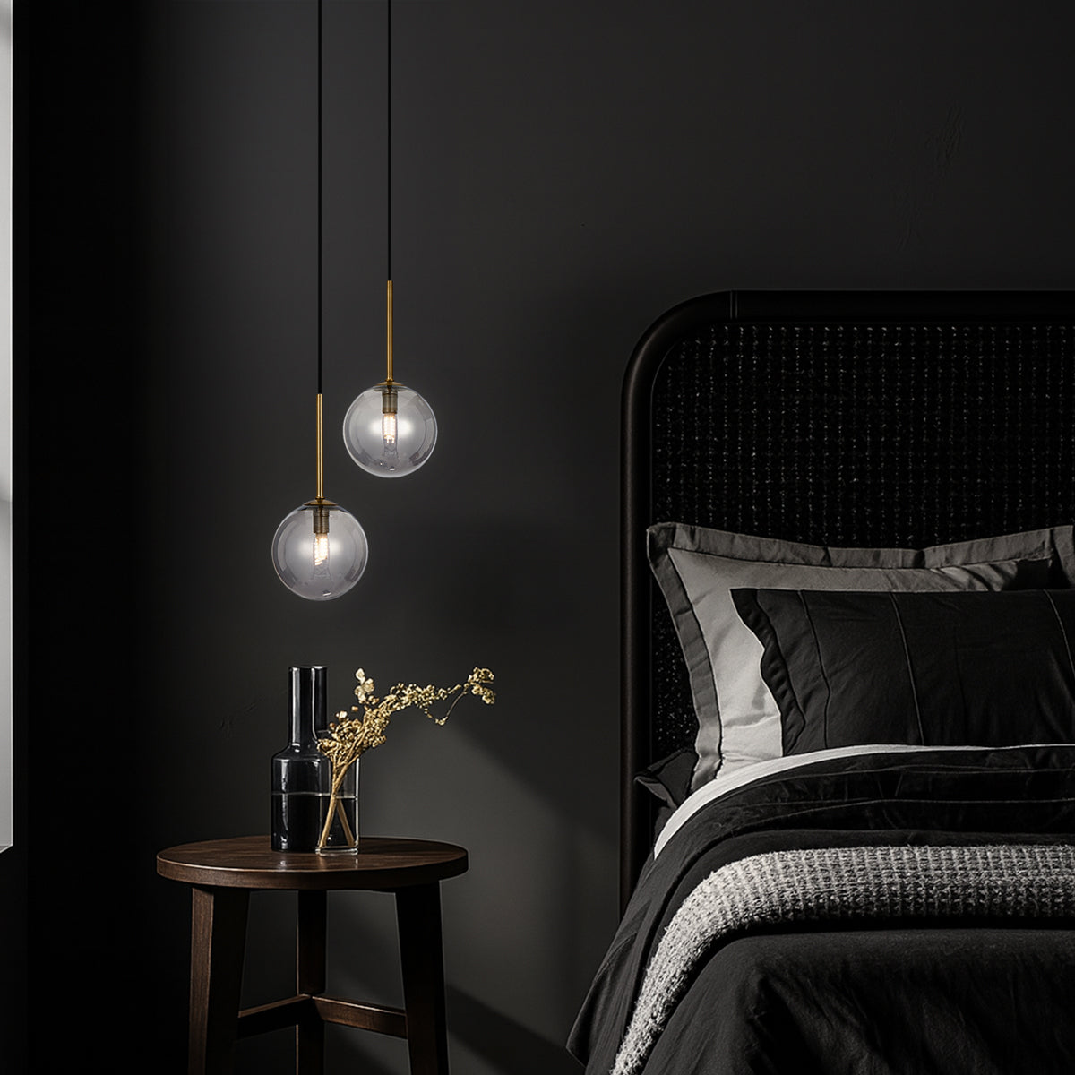 GASTON 2 LIGHT PENDANT ANTIQUE GOLD