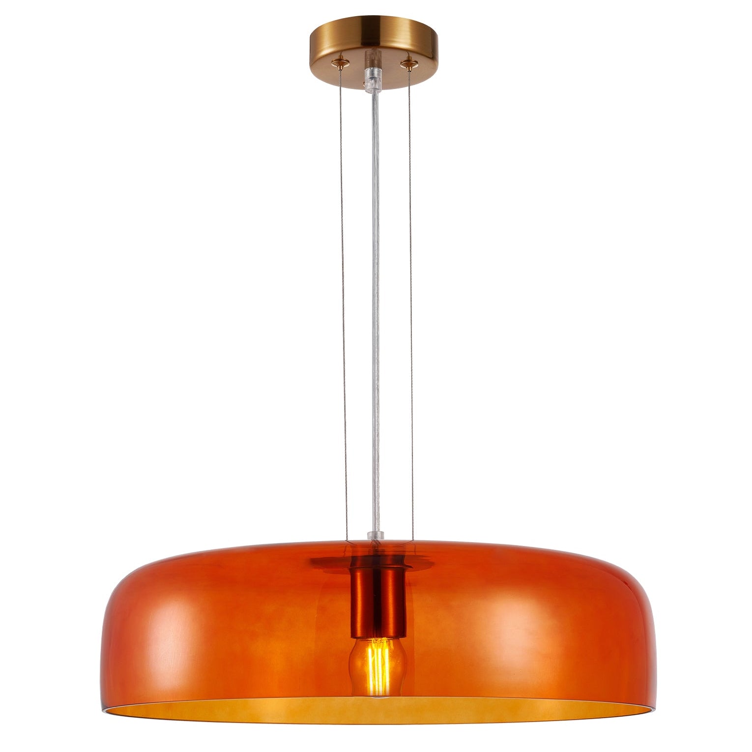GELATINA: Interior Dome Glass with Brass Highlight Pendant Lights