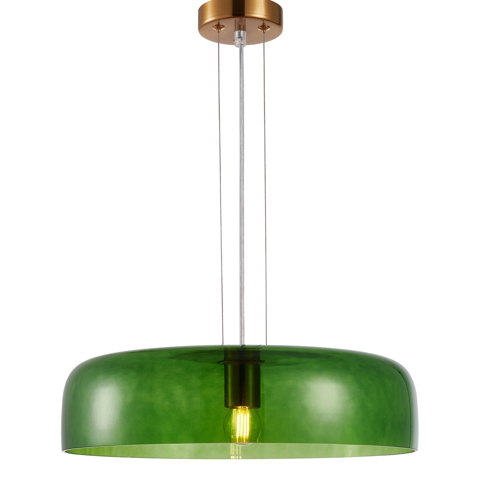 GELATINA: Interior Dome Glass with Brass Highlight Pendant Lights