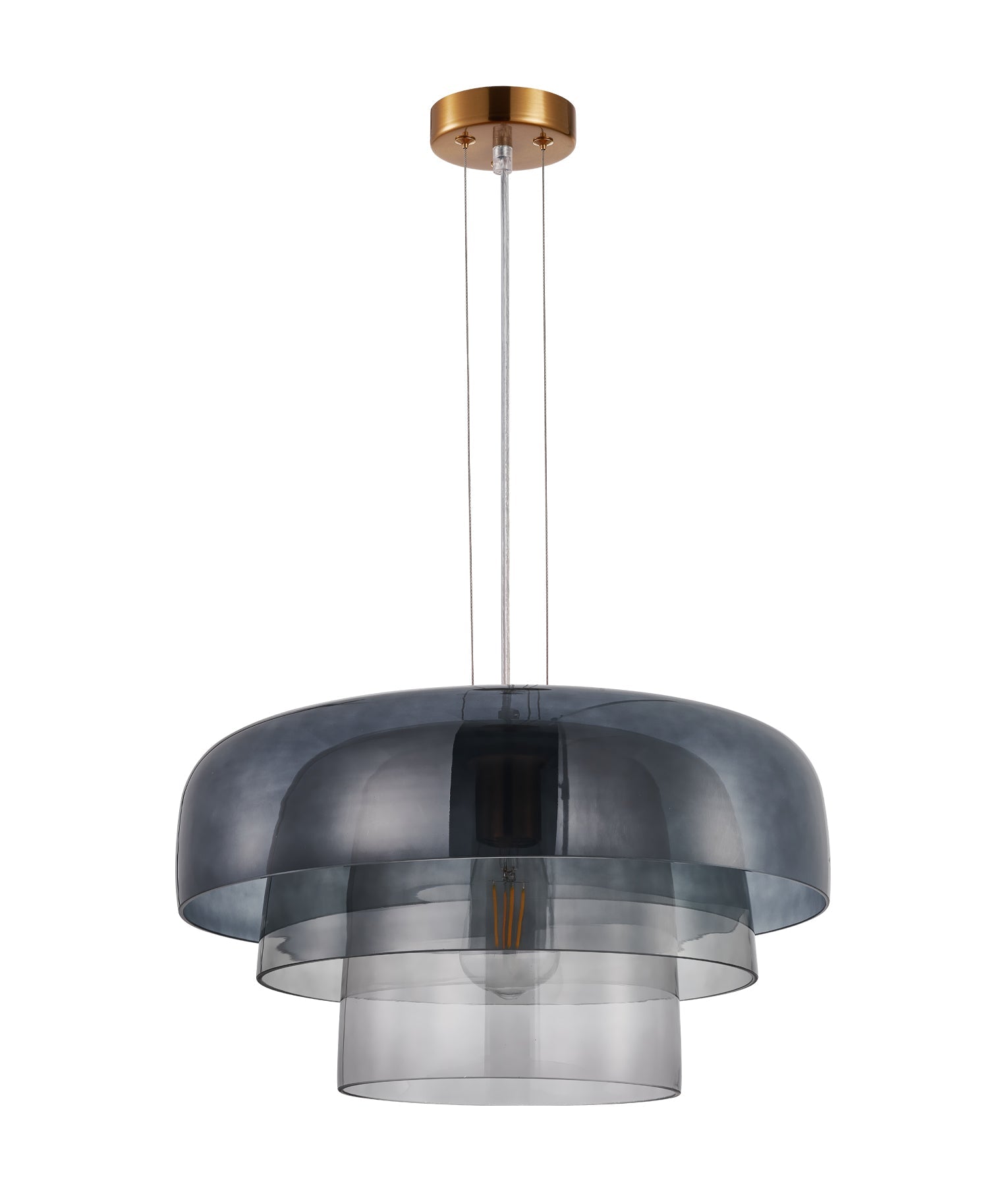 GELATINA: Interior Dome Glass with Brass Highlight Pendant Lights