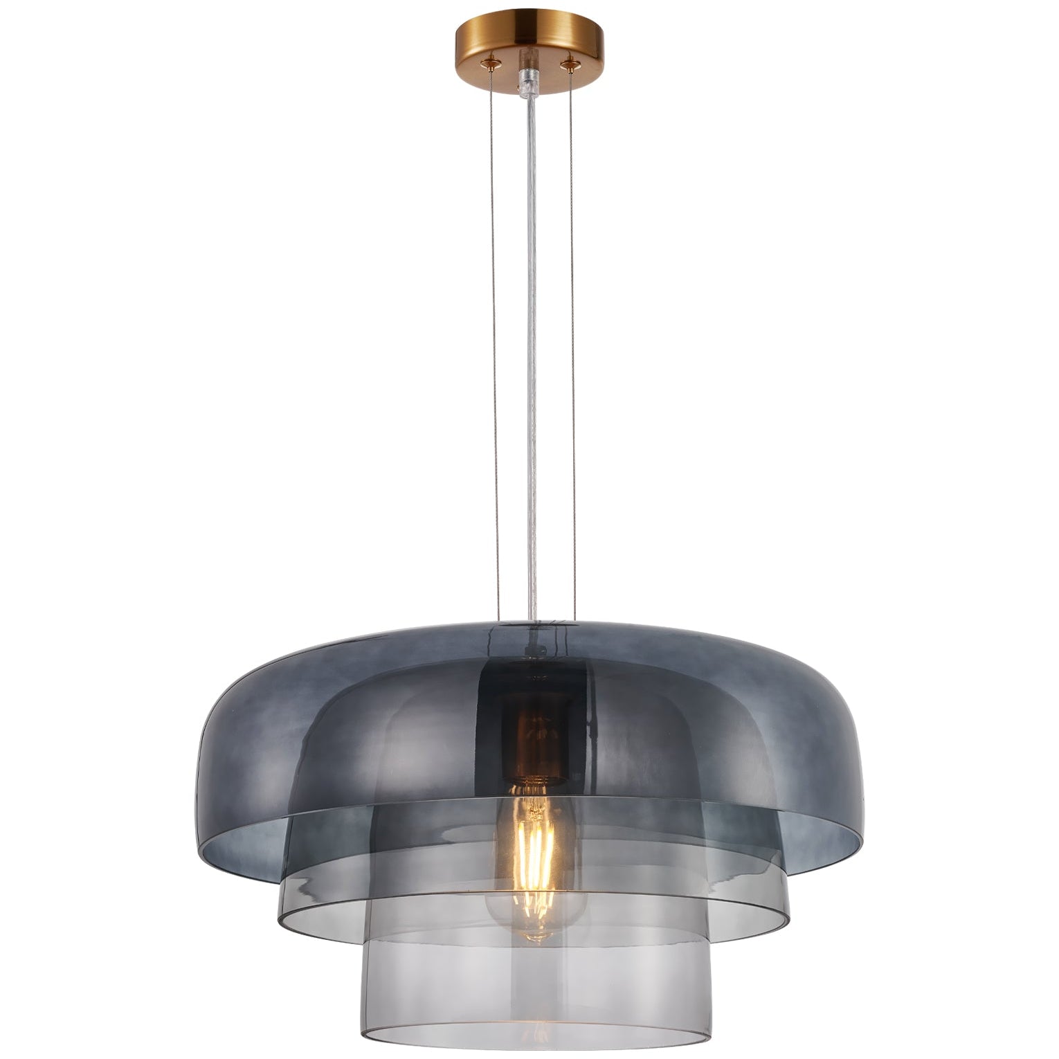 GELATINA: Interior Dome Glass with Brass Highlight Pendant Lights