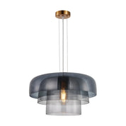 Gelatina 4 Dome Glass With Brass Highlight Pendant Smokey Black